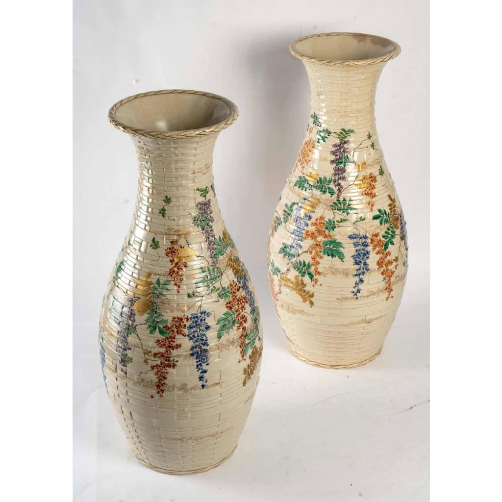 Paire de vase en céramique du Japon époque Meiji | Biron Paire de vase en céramique du Japon époque Meiji