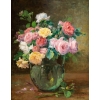 Justin Jules Claverie (1859 - 1932) : Bouquet de roses.