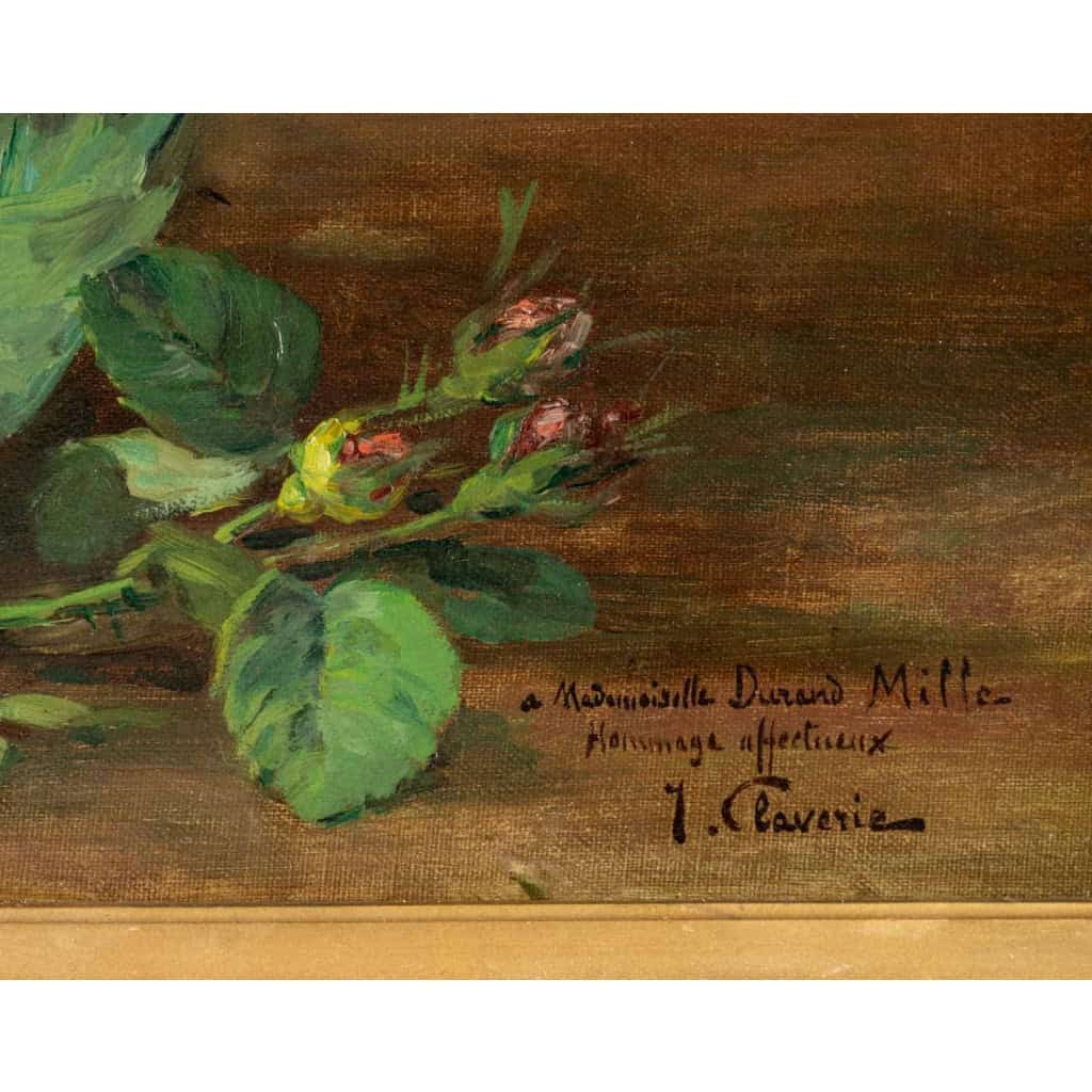 Justin Jules Claverie (1859 - 1932) : Bouquet de roses.