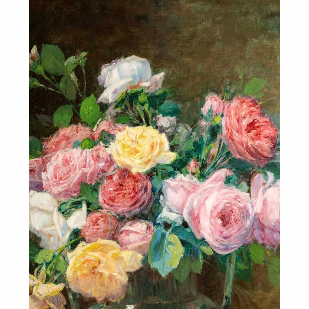 Justin Jules Claverie (1859 - 1932) : Bouquet de roses.