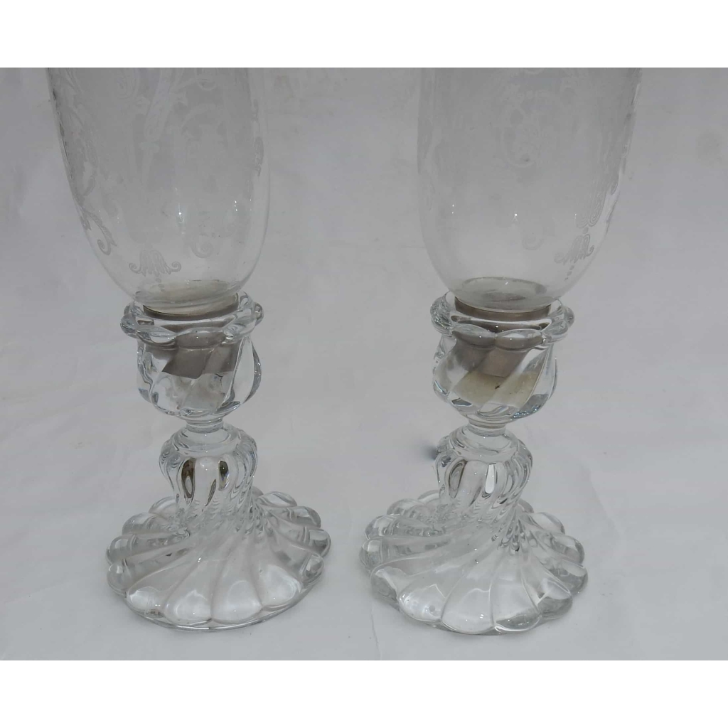 1950/70 Paire de Bougeoirs Photophores Baccarat Signés, Tors
