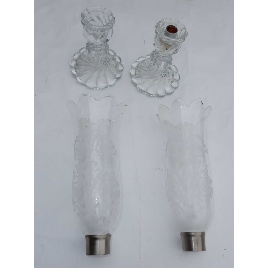 1950/70 Paire de Bougeoirs Photophores Baccarat Signés, Tors