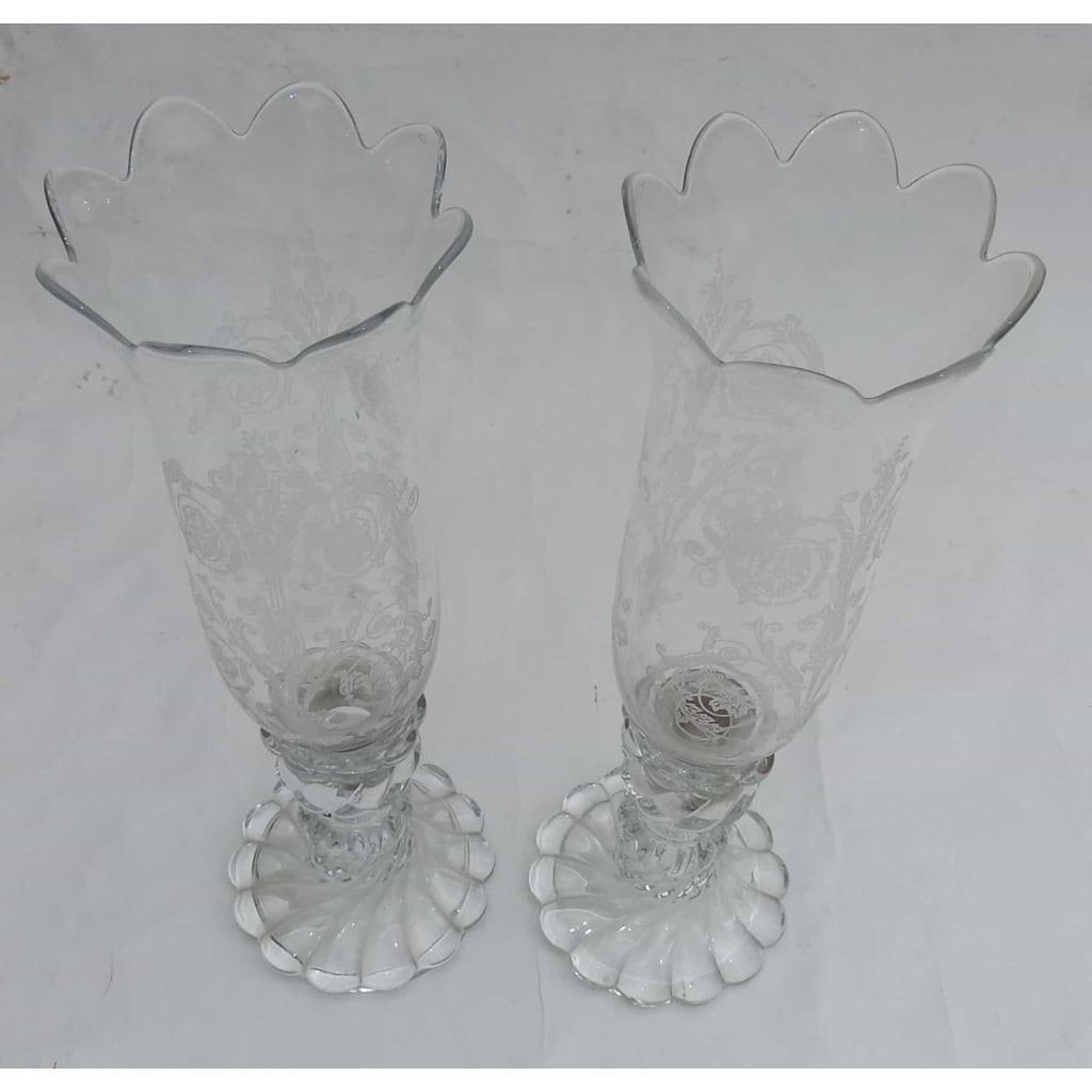 1950/70 Paire de Bougeoirs Photophores Baccarat Signés, Tors