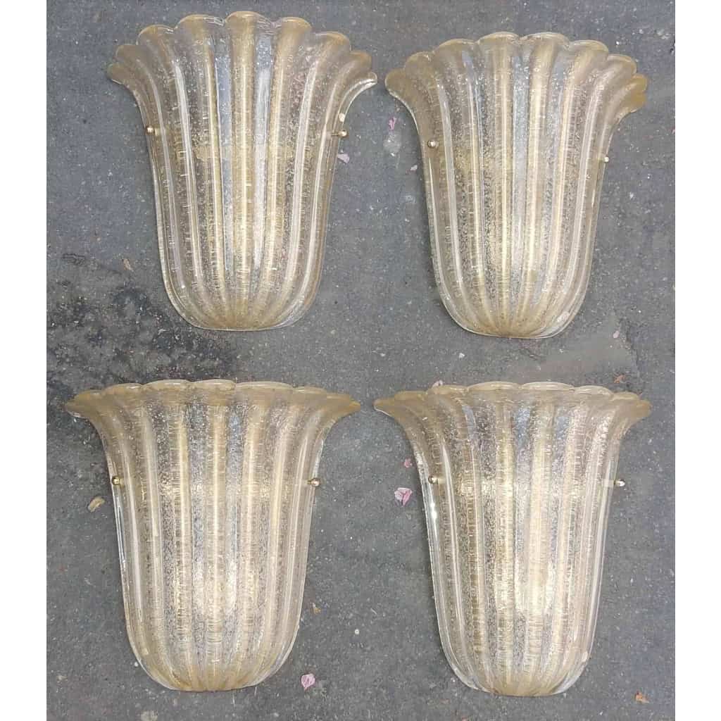 1960/70′ Série de 4 Appliques en Verre de Murano Barovier & Toso | Biron |||||||||