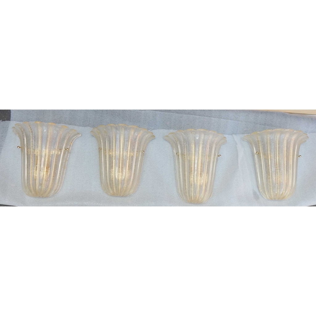 1960/70′ Série de 4 Appliques en Verre de Murano Barovier & Toso | Biron 1960/70' Série de 4 Appliques en Verre de Murano Barovier & Toso