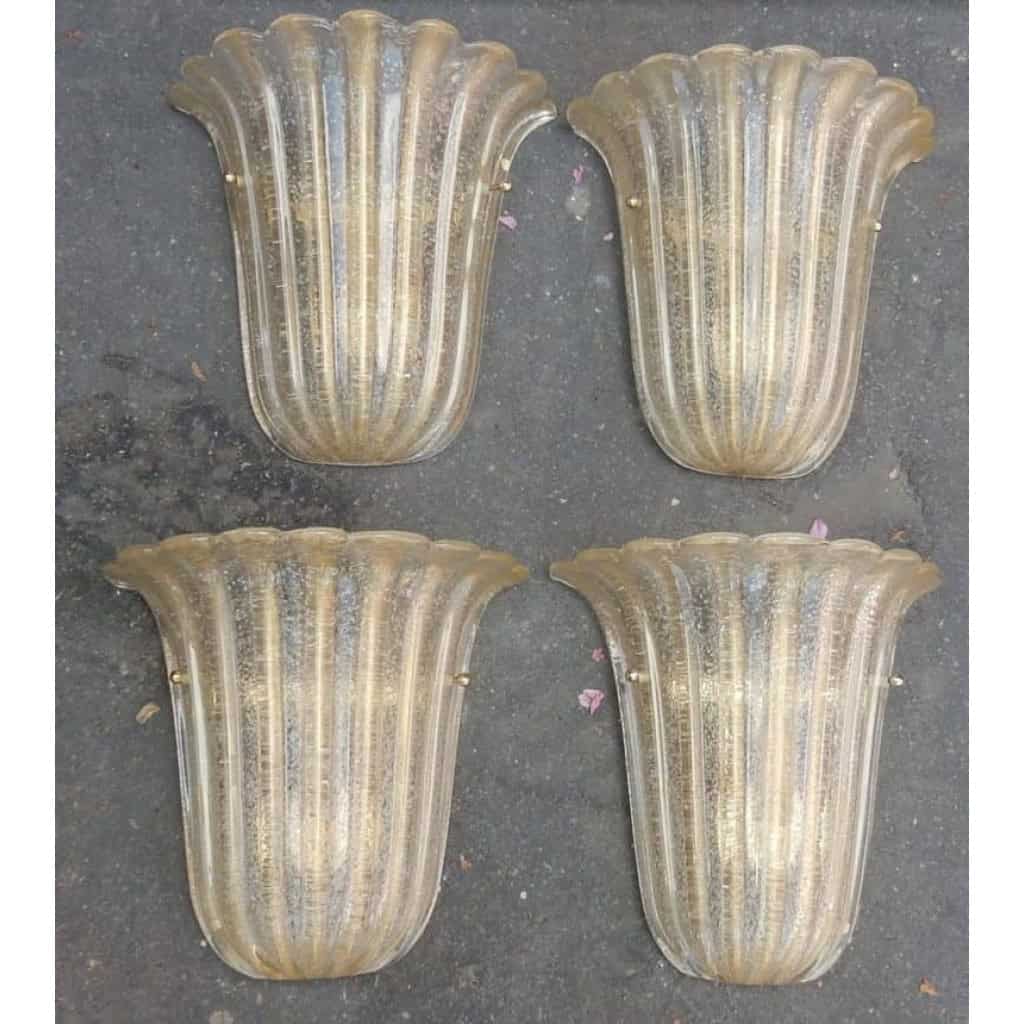 1960/70′ Série de 4 Appliques en Verre de Murano Barovier & Toso | Biron 1960/70' Série de 4 Appliques en Verre de Murano Barovier & Toso