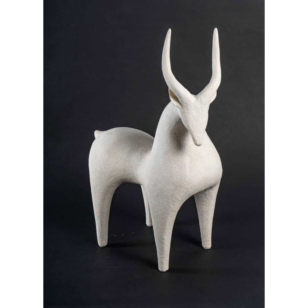 Sculpture en grès blanc « la gazelle » | Biron |||||||