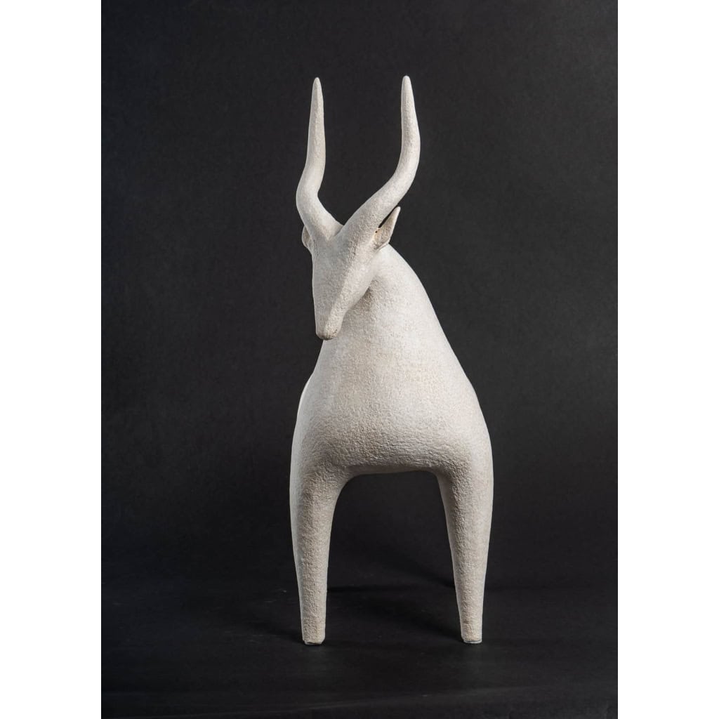 Sculpture en grès blanc « la gazelle » | Biron Sculpture en grès blanc "la gazelle"