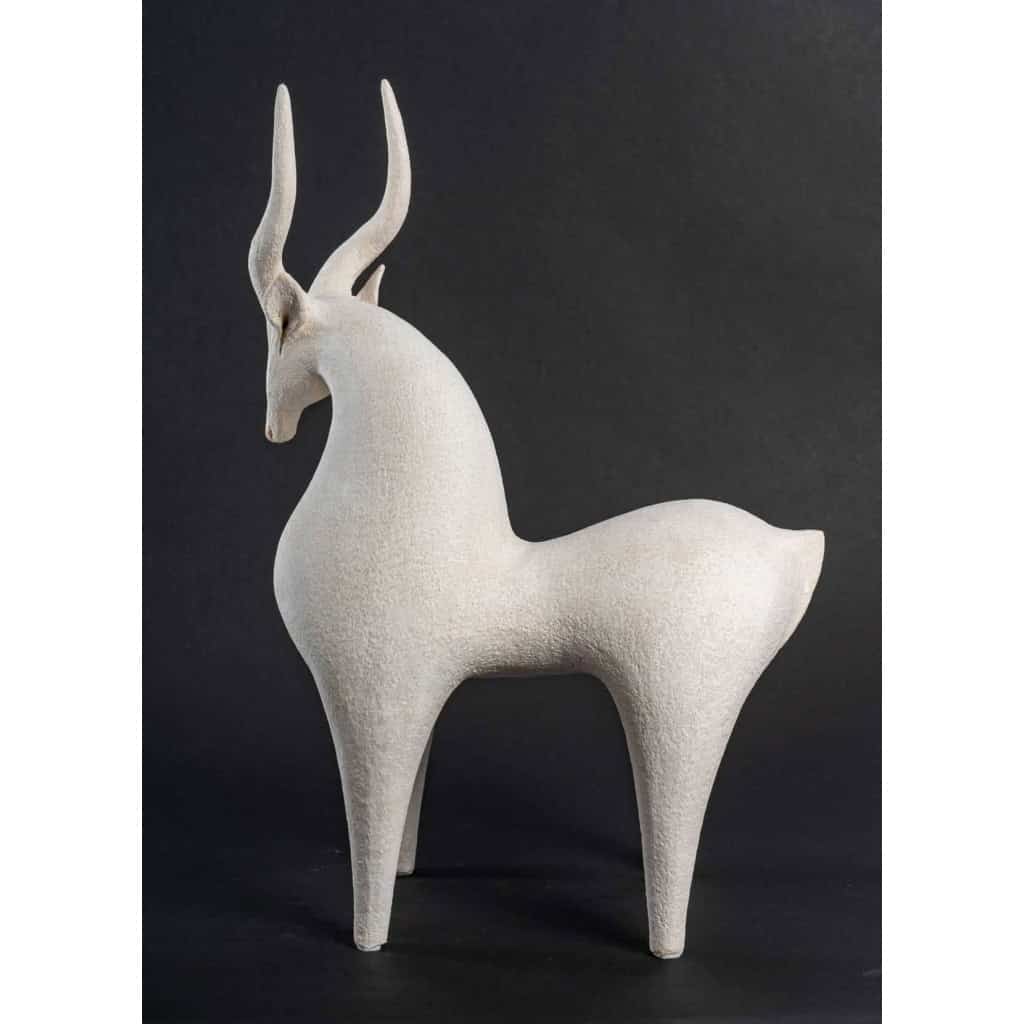 Sculpture en grès blanc « la gazelle » | Biron Sculpture en grès blanc "la gazelle"