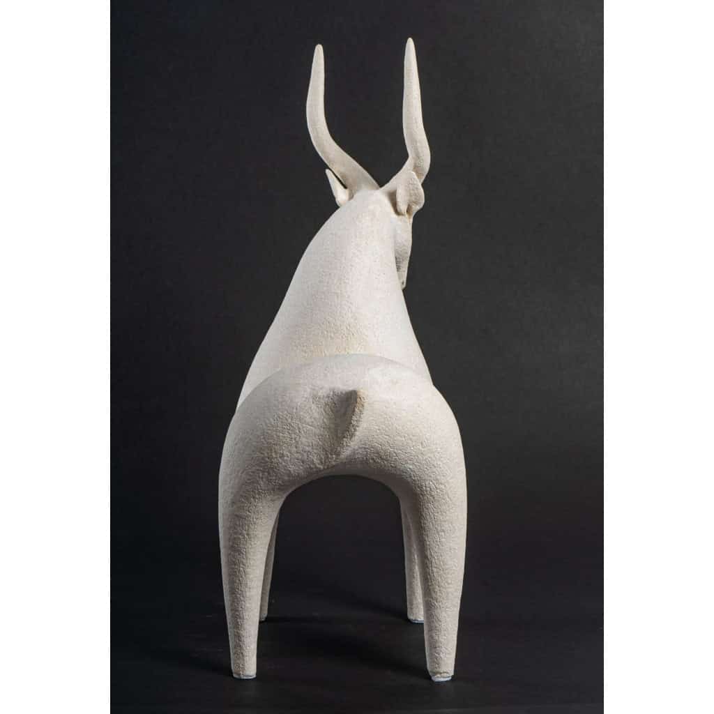 Sculpture en grès blanc « la gazelle » | Biron Sculpture en grès blanc "la gazelle"