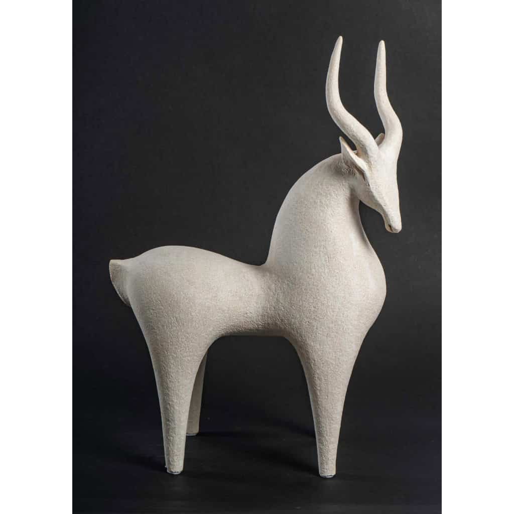 Sculpture en grès blanc « la gazelle » | Biron Sculpture en grès blanc "la gazelle"