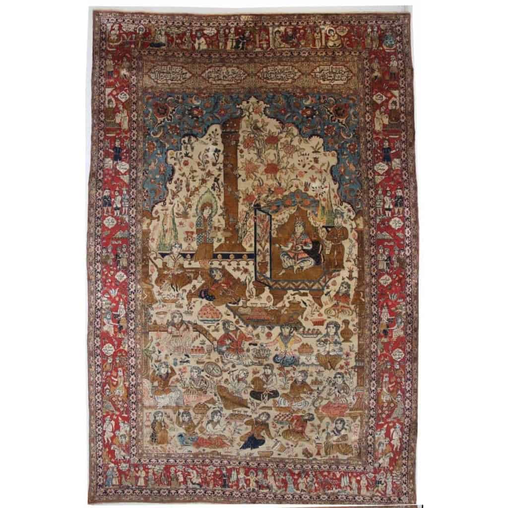 Tapis Ghoum Lajevardi en Laine Et Soie – Iran Vers 1935 XXème | Biron |||||||||