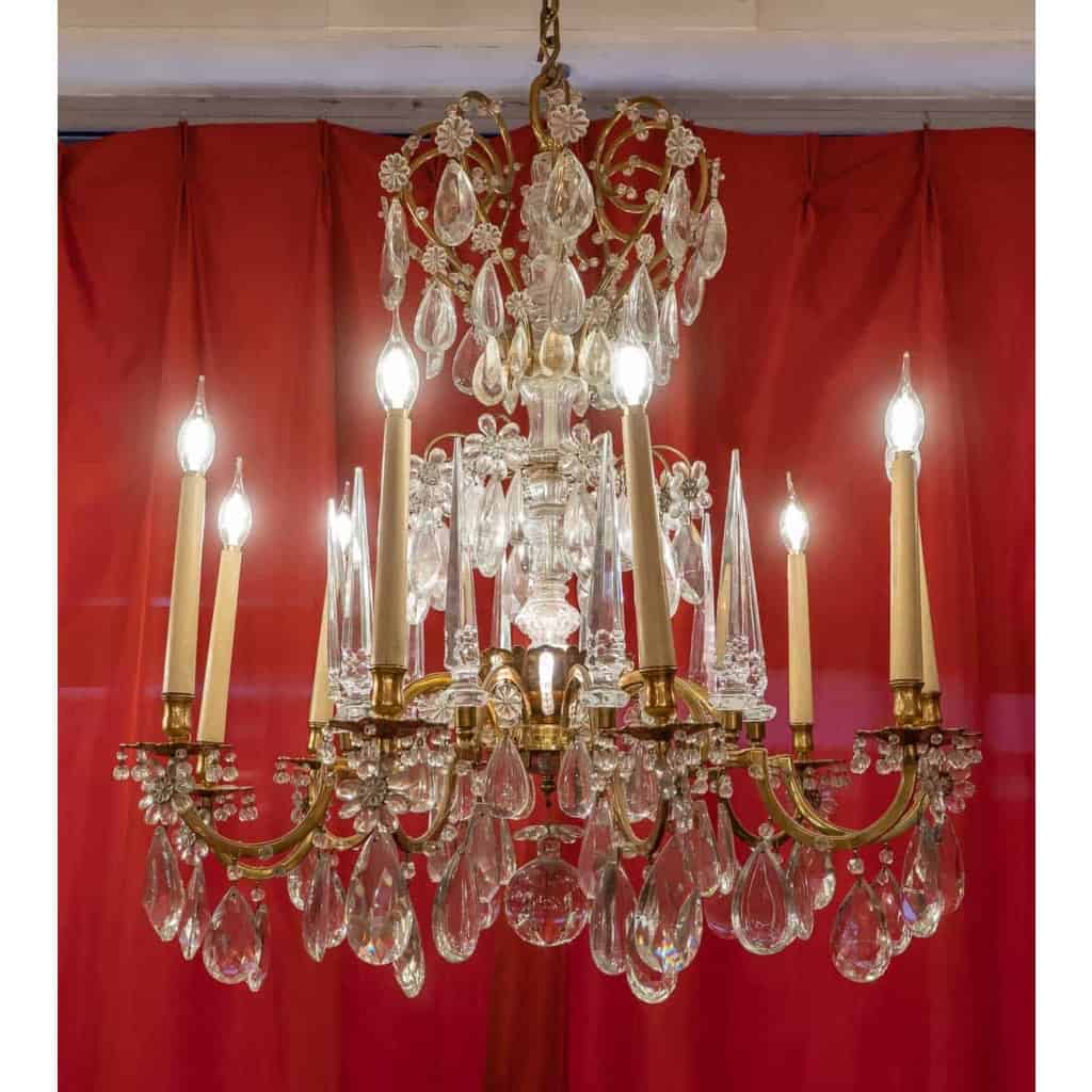 Grand lustre à 10 bras de lumière attribué à Bagues, début XXème siècle