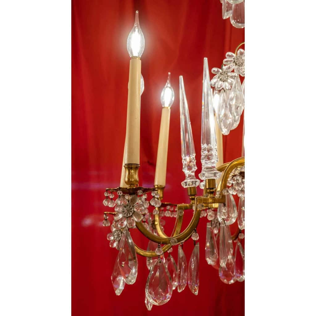 Grand lustre à 10 bras de lumière attribué à Bagues, début XXème siècle