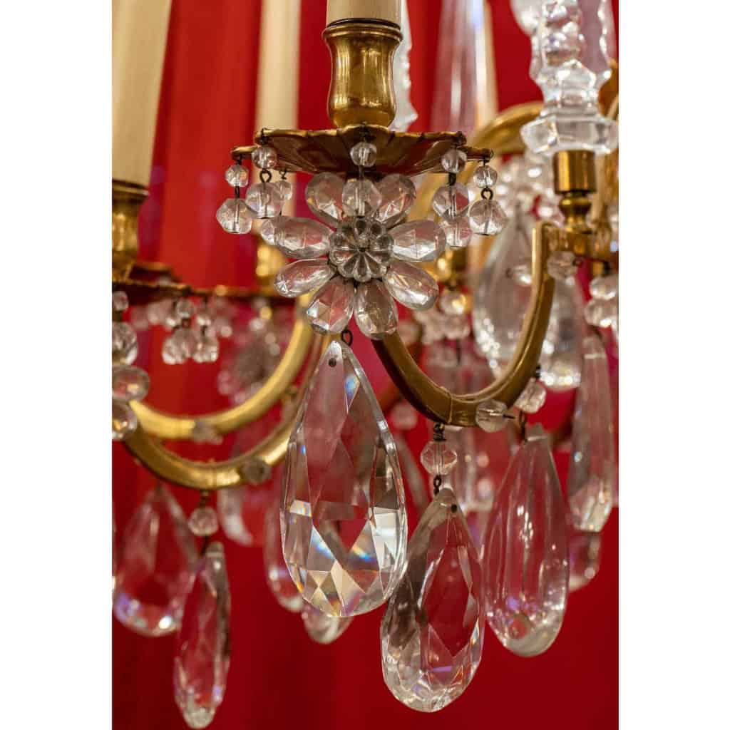 Grand lustre à 10 bras de lumière attribué à Bagues, début XXème siècle