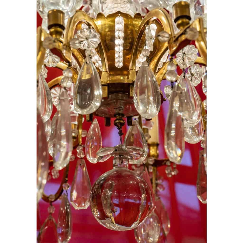 Grand lustre à 10 bras de lumière attribué à Bagues, début XXème siècle