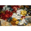 Henri Cauchois (1850 - 1911) : Bouquet d'oeillets sur un entablement.