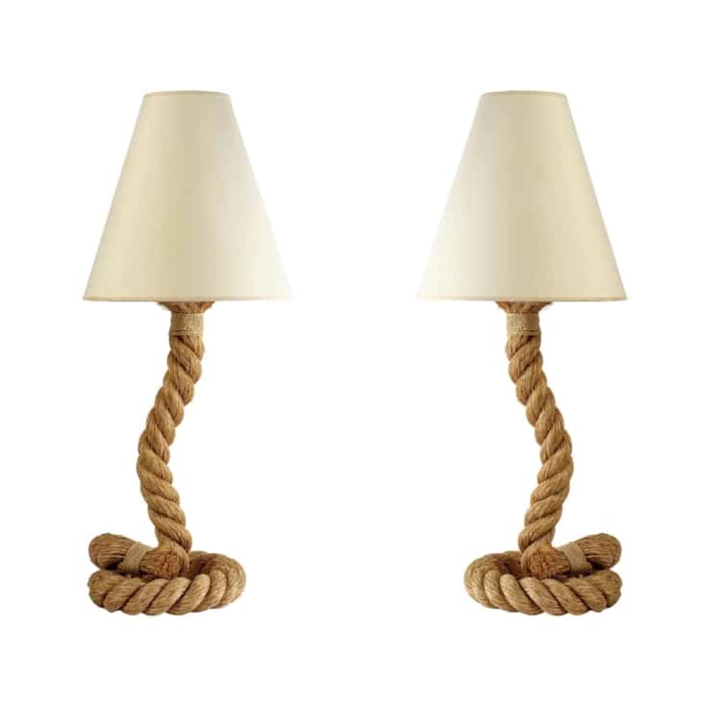 Paire de Lampes en corde Audoux et Minet des années 1950 | Biron ||||||