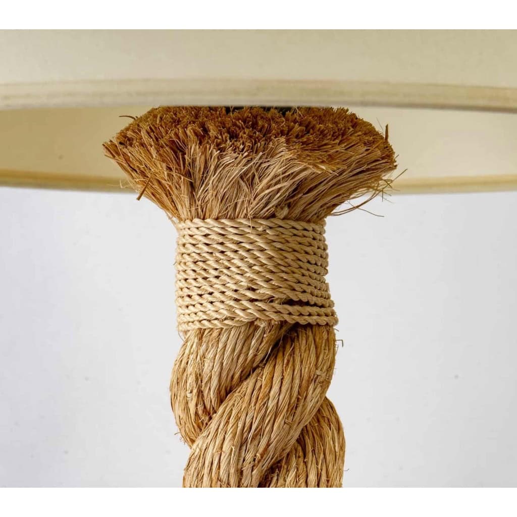 Paire de Lampes en corde Audoux et Minet des années 1950 | Biron Paire de Lampes en corde Audoux et Minet des années 1950