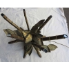 1950/70′ Table Décor Bambou en Bronze Style Duval Brasseur Éclairante