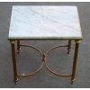 1950/70′ Table Basse et ses 2 Bouts de Canapé Laiton Doré Plateau Marbre Blanc Maison Baguès