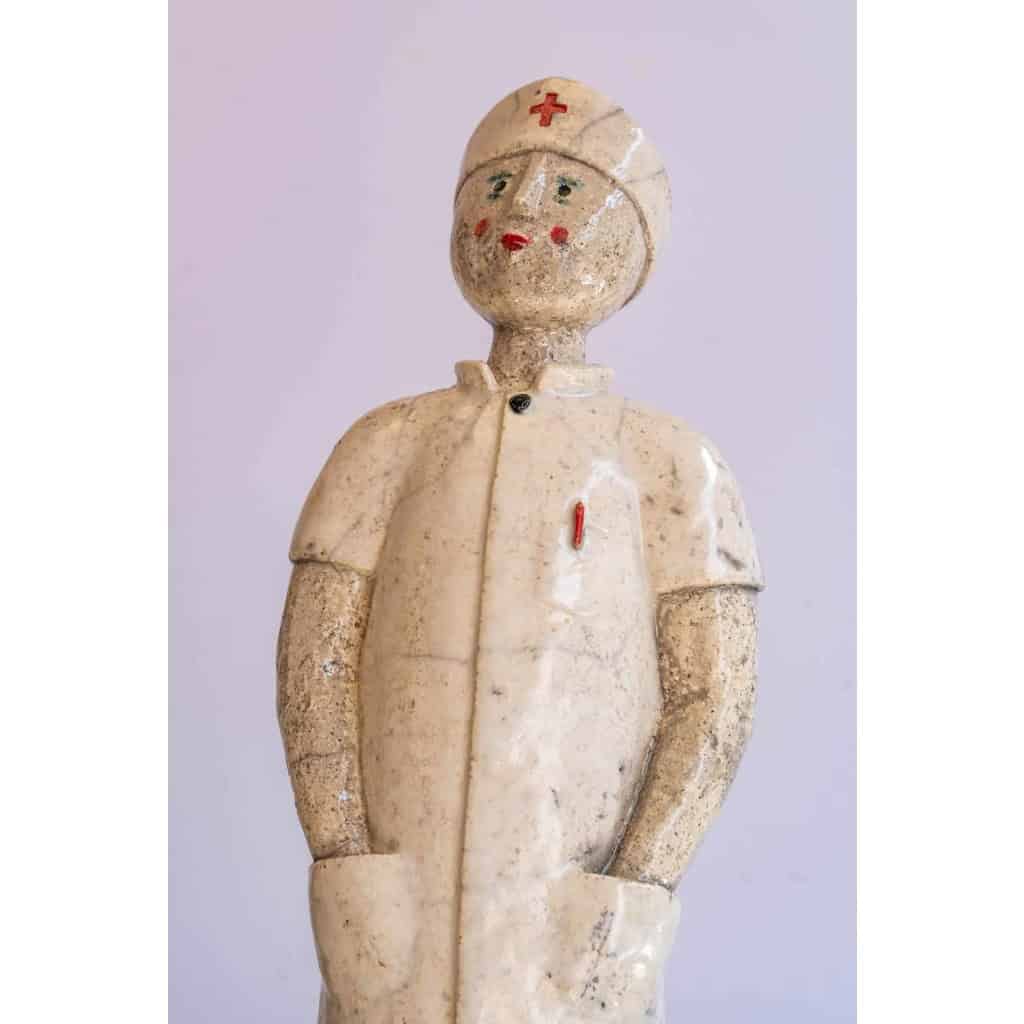 Sculpture raku par CLEM – l’infirmière | Biron Sculpture raku par CLEM - l'infirmière