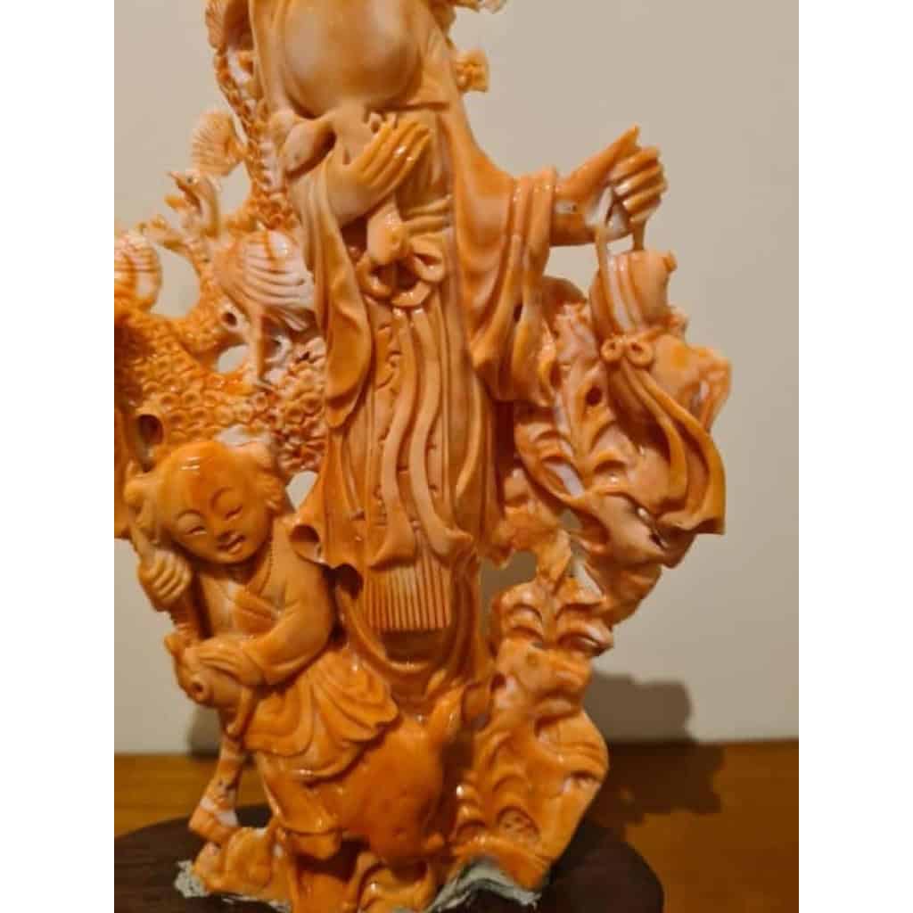 Corail Chine Pékin Représentant Le Dieu De La Longevité – Chine Vers 1930 | Biron Corail Chine Pékin Représentant Le Dieu De La Longevité - Chine Vers 1930