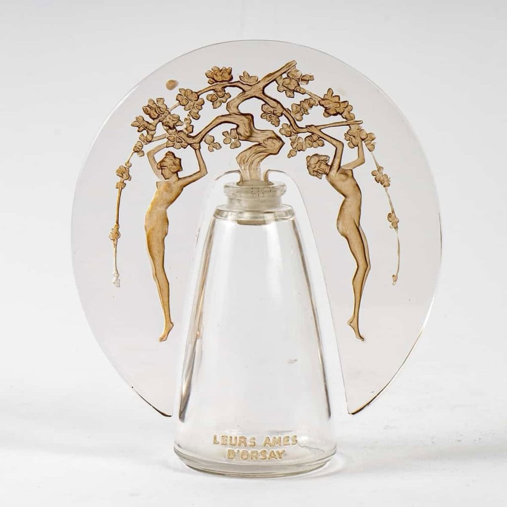 Flacon « Leurs Ames » verre blanc patiné sépia de René LALIQUE pour D’ORSAY | Biron ||||||