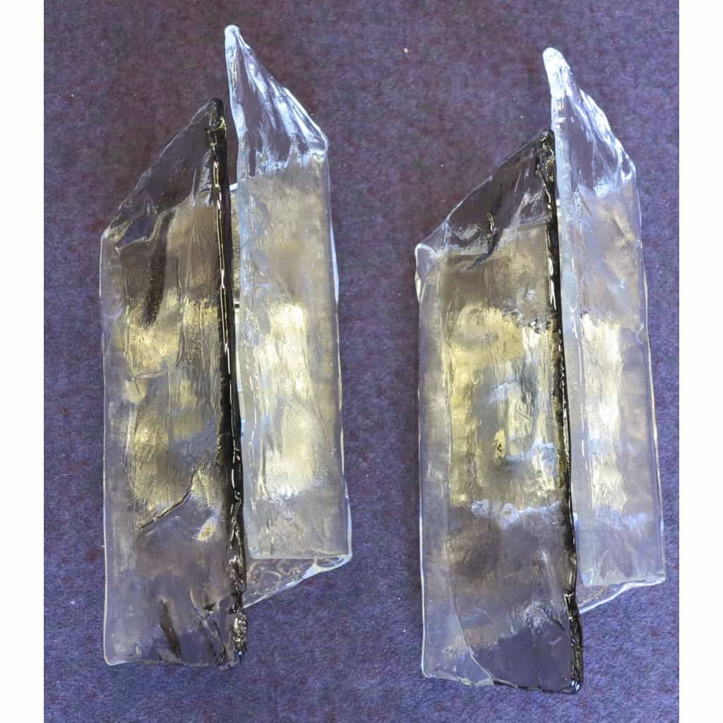 1960/70′ Paire d’Appliques En verre Bicolore Kalmar | Biron |||||||||