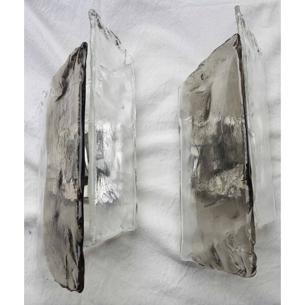 1960/70′ Paire d’Appliques En verre Bicolore Kalmar | Biron 1960/70′ Paire d’Appliques En verre Bicolore Kalmar