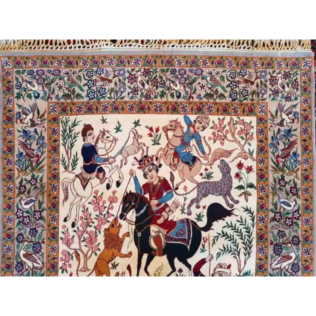 Tapis Laine et Soie Trame Soie Ispahan Iran Vers 1970 Epoque Du Shah | Biron Tapis Laine et Soie Trame Soie Ispahan Iran Vers 1970 Epoque Du Shah