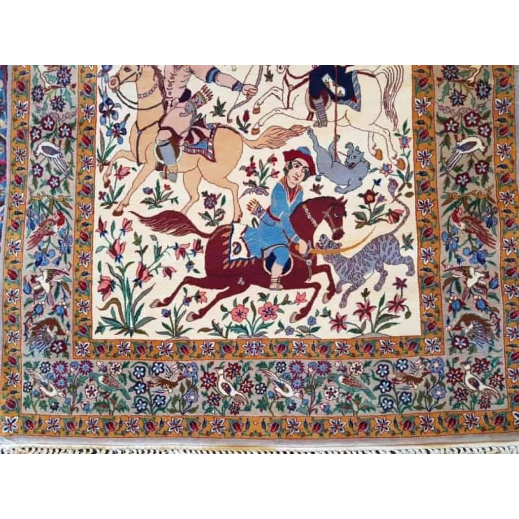 Tapis Laine et Soie Trame Soie Ispahan Iran Vers 1970 Epoque Du Shah | Biron Tapis Laine et Soie Trame Soie Ispahan Iran Vers 1970 Epoque Du Shah