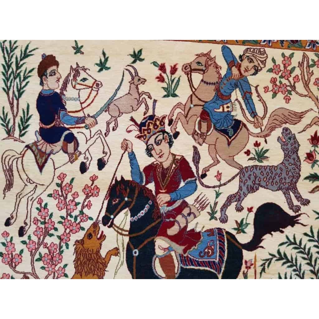 Tapis Laine et Soie Trame Soie Ispahan Iran Vers 1970 Epoque Du Shah | Biron Tapis Laine et Soie Trame Soie Ispahan Iran Vers 1970 Epoque Du Shah