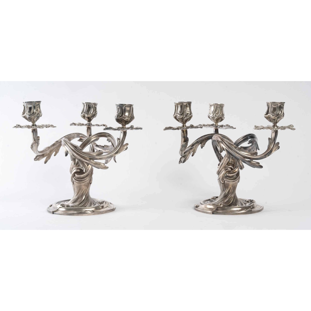 Paire de chandelier Christofle en bronze doré | Biron Paire de chandelier Christofle en bronze doré