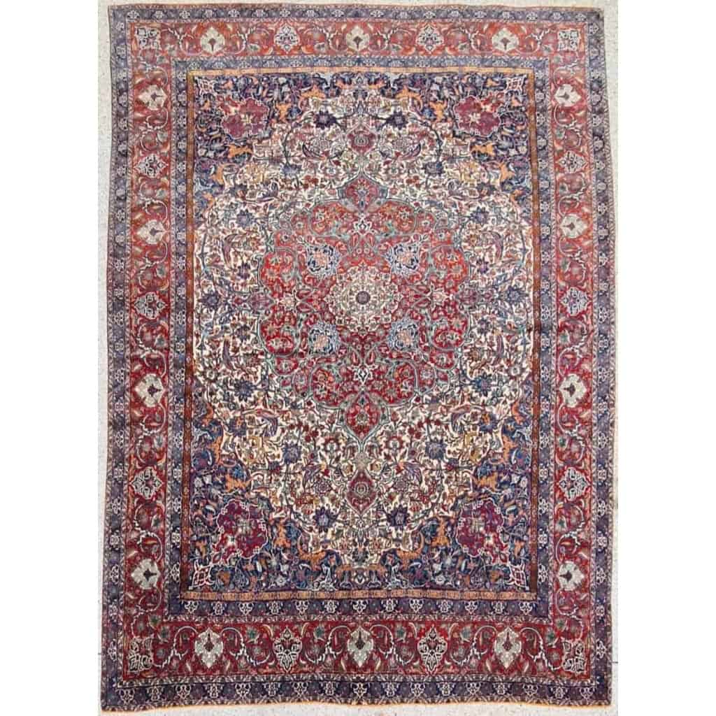 Important Et Fin Tapis Ispahan Chahreza Laine Et Trame Soie – Iran Vers 1920 | Biron |||||||||||