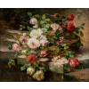 P. Valmon (1850 - 1911) : Jetée de roses sur un entablement.