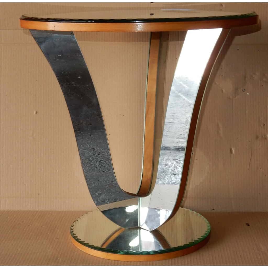 1950′ Guéridon Miroir Tripode Art Déco Diamètre 50 | Biron 1950′ Guéridon Miroir Tripode Art Déco Diamètre 50