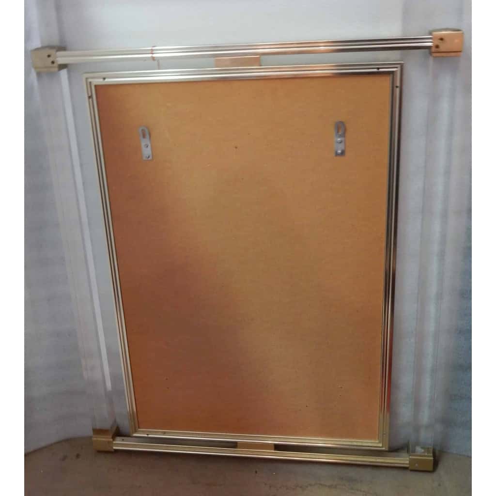 1970′ Miroir Signé Pierre Vandel Altuglas et Métal Doré 65 x 77 cm | Biron 1970′ Miroir Signé Pierre Vandel Altuglas et Métal Doré 65 x 77 cm