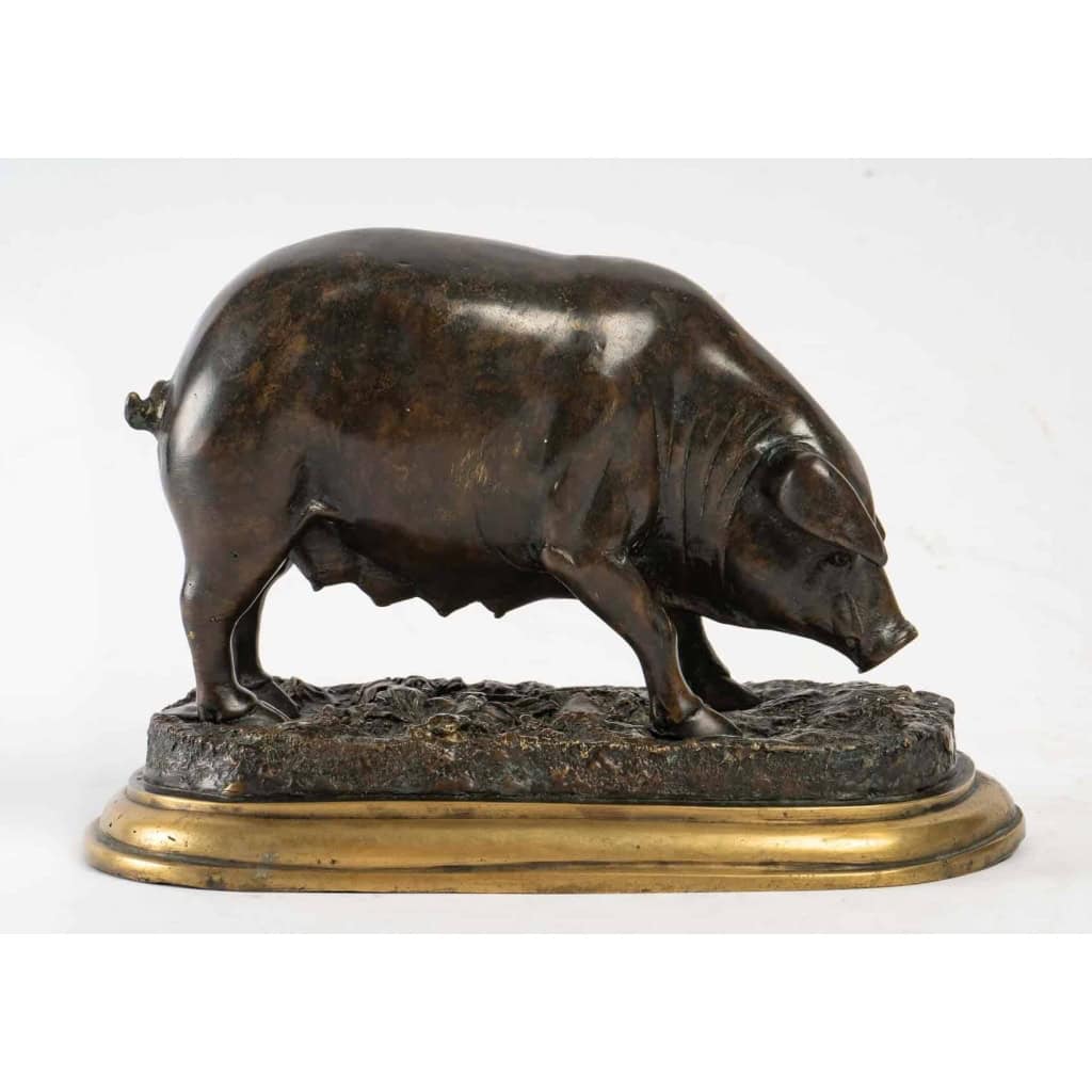 Truie en bronze de Jules Moigniez, XIXème siècle | Biron Truie en bronze de Jules Moigniez, XIXème siècle
