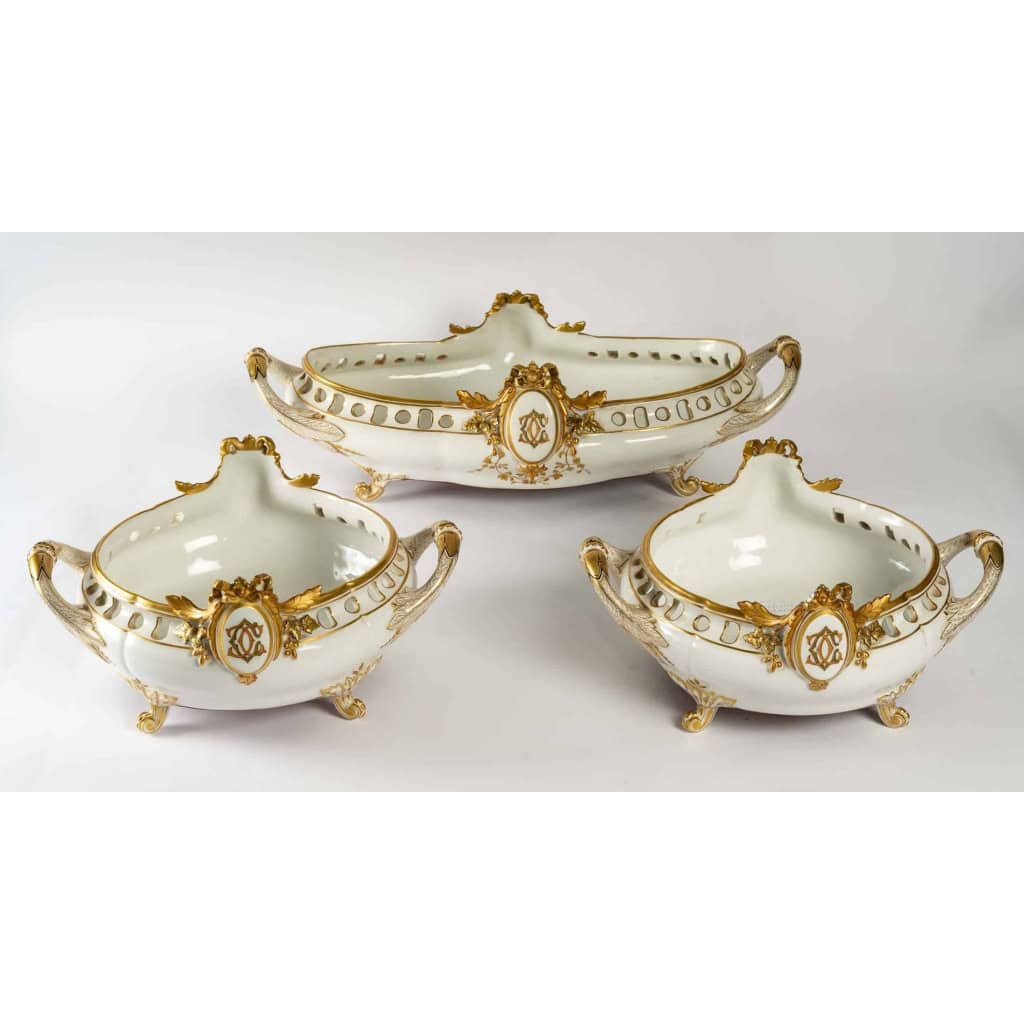 Ensemble de 3 jardinières en porcelaine de Paris | Biron ||||||||||||||