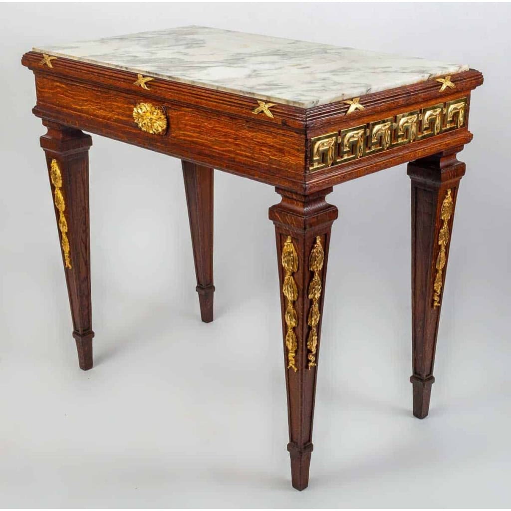 Une paire de tables avec dessus marbre fin XIXème siècle | Biron Une paire de tables avec dessus marbre fin XIXème siècle
