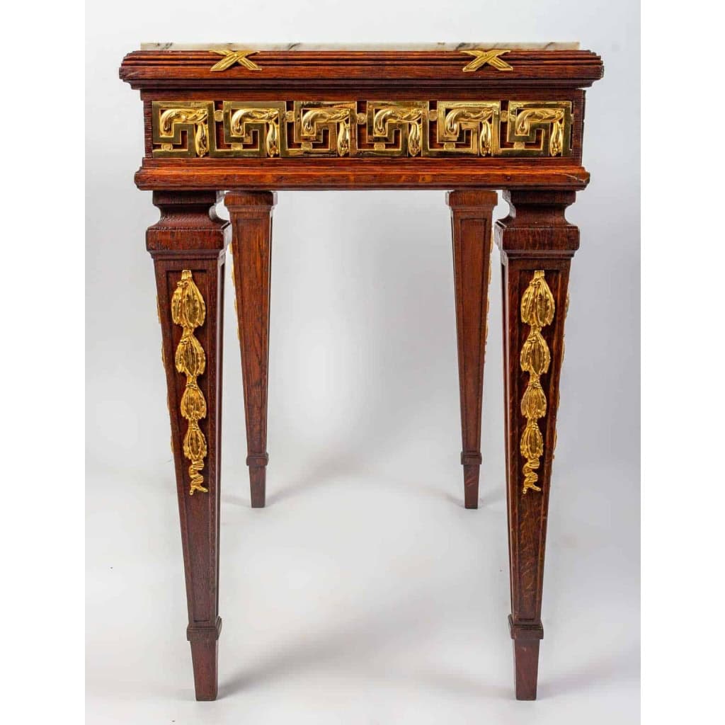 Une paire de tables avec dessus marbre fin XIXème siècle | Biron Une paire de tables avec dessus marbre fin XIXème siècle