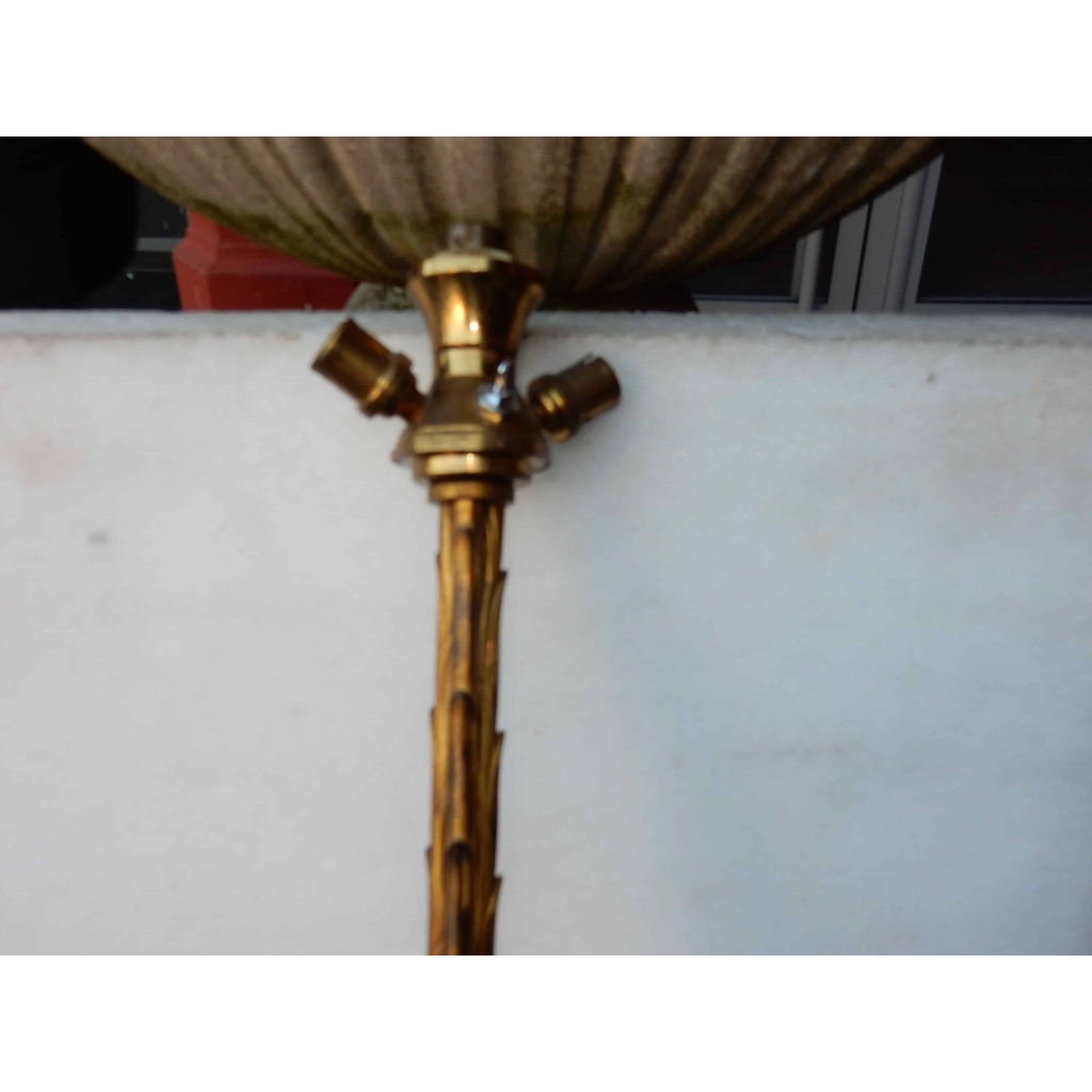 1950/70 Lampadaire en Bronze Doré Maison Charles Modèle Palmier 3 Tiges | Biron 1950/70 Lampadaire en Bronze Doré Maison Charles Modèle Palmier 3 Tiges
