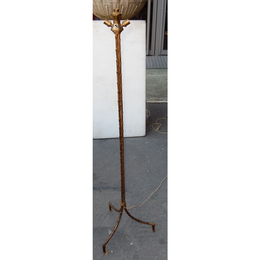 1950/70 Lampadaire en Bronze Doré Maison Charles Modèle Palmier 3 Tiges | Biron 1950/70 Lampadaire en Bronze Doré Maison Charles Modèle Palmier 3 Tiges