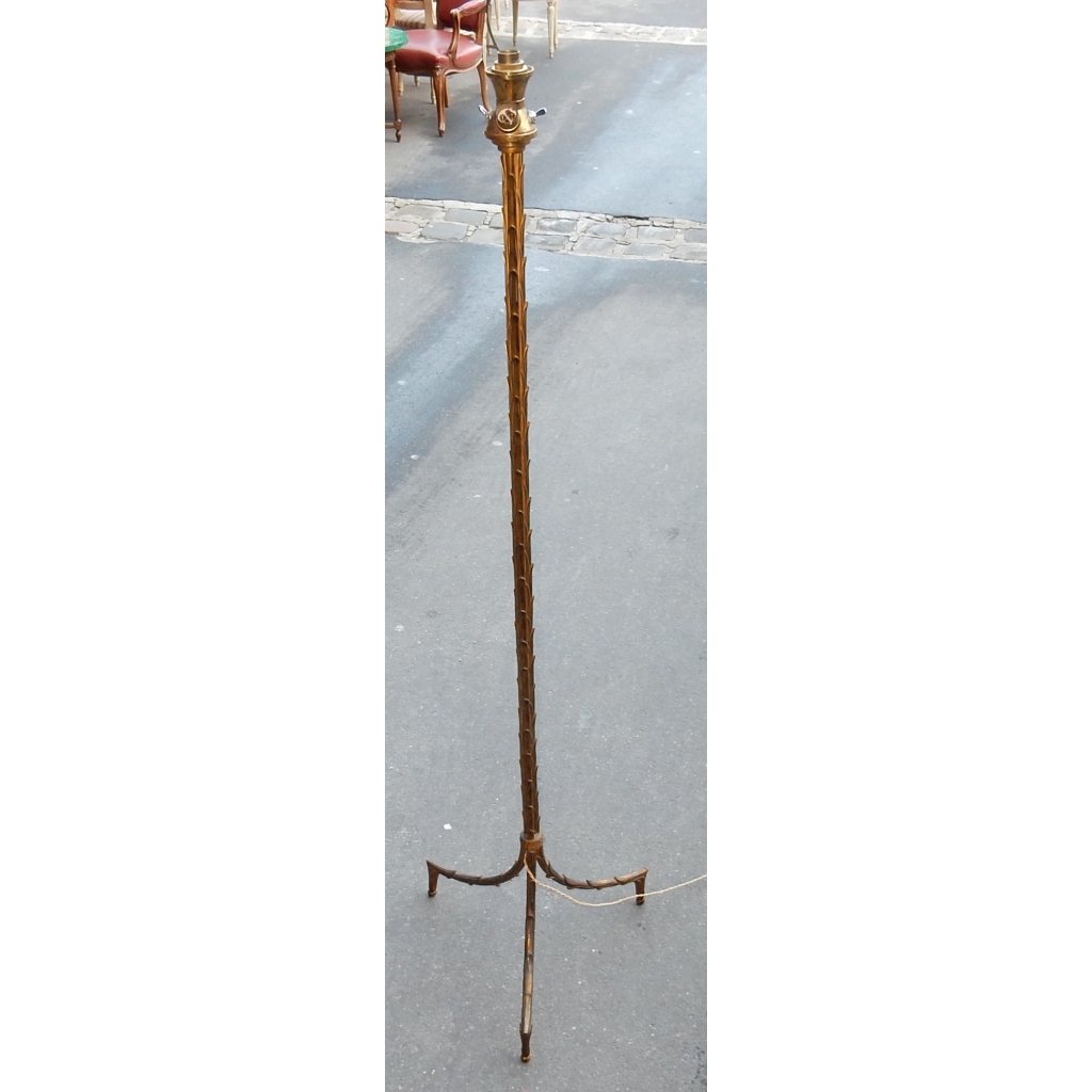1950/70 Lampadaire en Bronze Doré Maison Charles Modèle Palmier 3 Tiges | Biron 1950/70 Lampadaire en Bronze Doré Maison Charles Modèle Palmier 3 Tiges