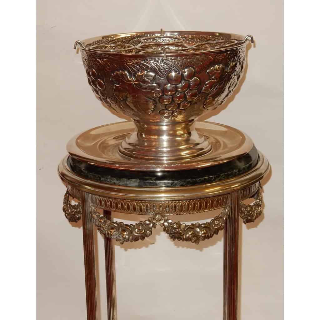 1900′ Rafraichissoir ou Seau à Champagne Monumental Metal Argenté à Décor de Fruits 2