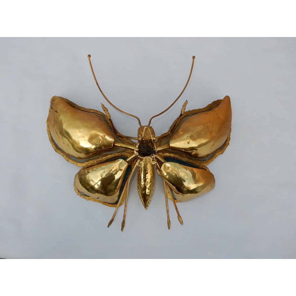 1970′ Applique Papillon Duval Brasseur Ou Isabelle Faure Avec Ailes En Agates Bleues 40 X H 35 CM | Biron 1970′ Applique Papillon Duval Brasseur Ou Isabelle Faure Avec Ailes En Agates Bleues 40 X H 35 CM