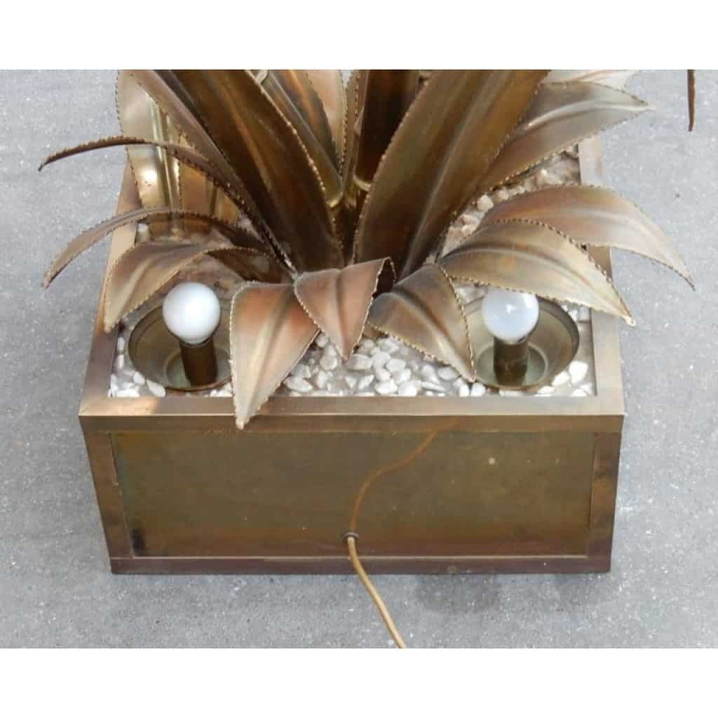 1970′ Plante Éclairante en Laiton Maison Jansen 3 Têtes Style Baroque