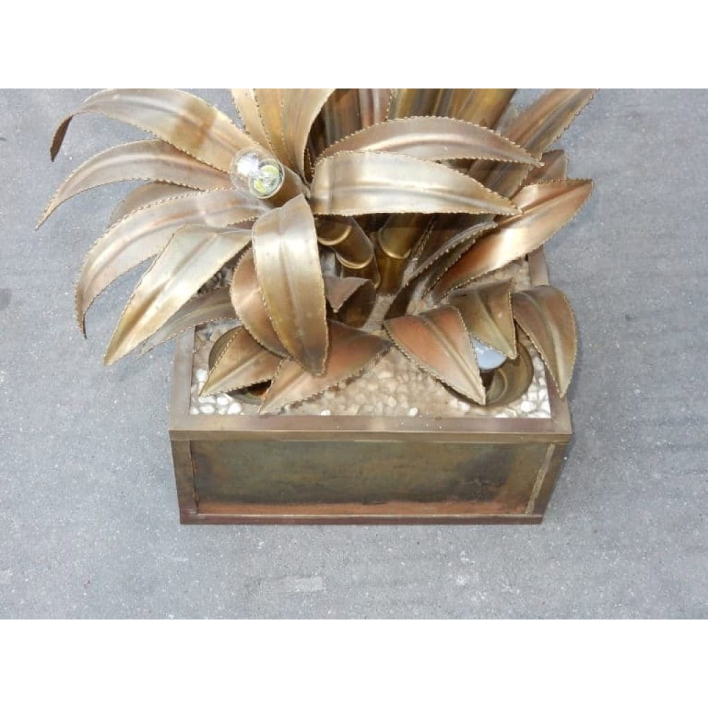 1970′ Plante Éclairante en Laiton Maison Jansen 3 Têtes Style Baroque