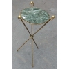 1880′ Guéridon Tripode Décor Bambou en Laiton avec Plateau en marbre Vert Veiné Style Giroux | Biron |||||||||